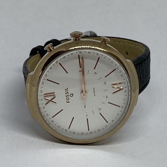 Fossil FTW5023 Women's Black Leather Silver Analog Dial Hybrid Smartwatch XX837 - Picture 7 of 12